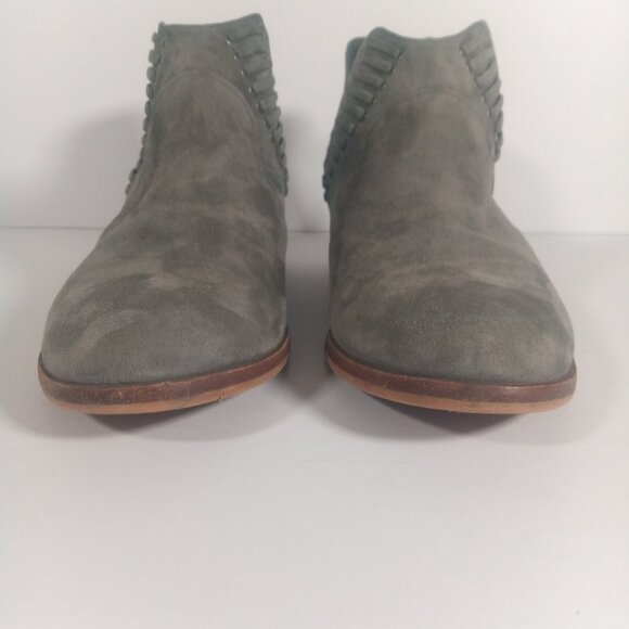 Vince Camuto Pevista Booties Women size 8 Gray Leather Suede Lace Block Heel - Picture 8 of 14